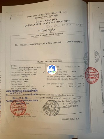 BÁN NHÀ ĐƯỜNG BÀNH VĂN TRÂN - PHƯỜNG 7 - TÂN BÌNH